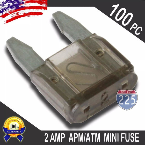 225FWY 100 Pack 2A Mini Blade Style Fuses APM/ATM 32V
