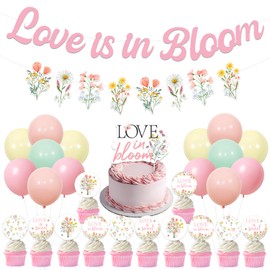 YO PERREO SOLA Love Is In Bloom Bridal Shower Decorations,Floral Flower Themed Bridal Shower Decorations Banner Cake Cupcake Toppers Balloons for Woman Girl Bachelorette Wedding Engagement Party.