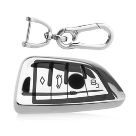 HEITAOZHUANYING Zinc Alloy Car Key Cover Case, Soft Tpu Car Key Cover Case, Smart Key Fob Holder Protector Key Fob, Compatible With Blade Shaped Smart Key5/7 Series(Silver)