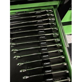 Identification labels compatible with toolbox widget vertical PRO wrench holders (SAE BIG set, Black)