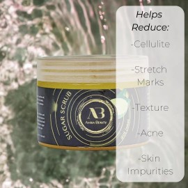 AMIRA beauty Exfoliating Body Scrub Polish Sugar Cellulite Exfoliator, Stretch Marks Lemon