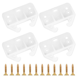 4 Pack White Drawer Rail Brackets Plastic Drawer Slides Guides with 12 Screws Dresser Drawer Slides Drawer Replacement Furniture Parts for Hutches, Drawer Systems and Dressers