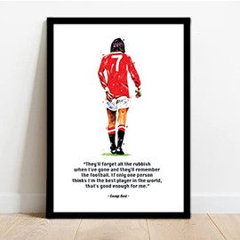 Manchester United - Man UTD - George Best Quote Framed Illustration Print Poster