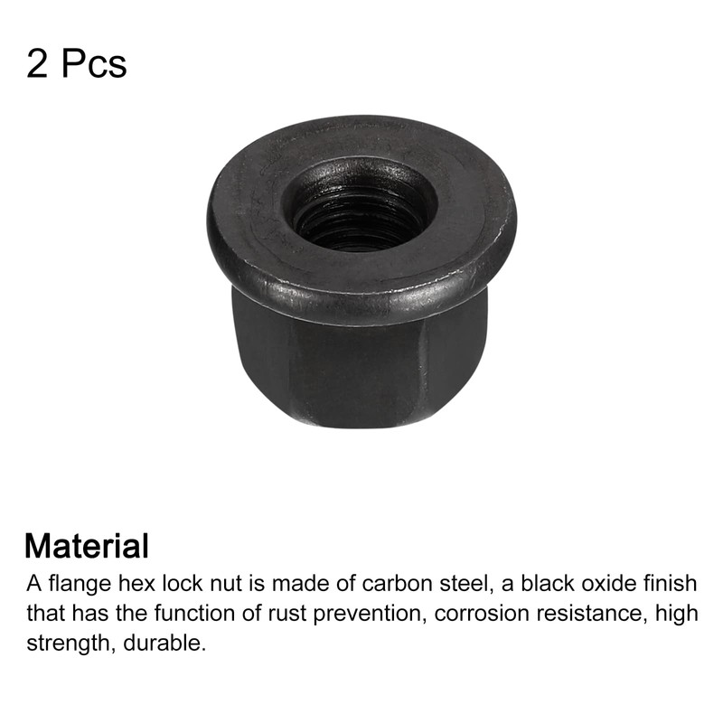sourcing map M10 Flange Hex Nuts, 2pcs Grade 8.8 Carbon