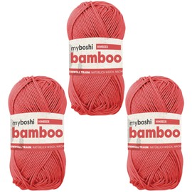 myboshi Bamboo Natural Soft Bamboo Cotton Yarn Crochet Knitting Heavy Duty 50g 125m Red (Raspberry) 3 Skeins