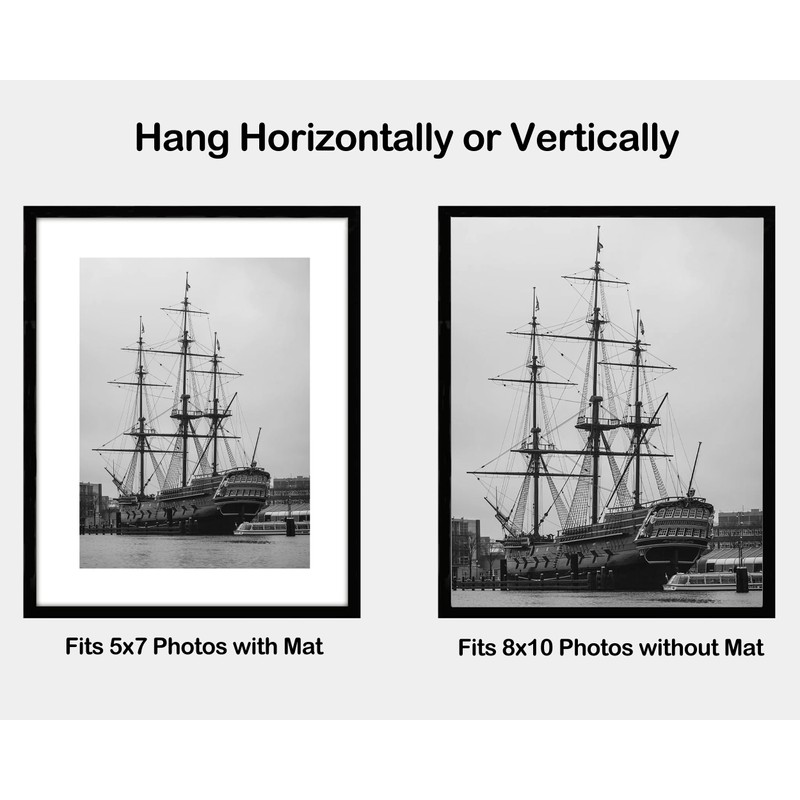 PEALSN 8 x 10インチ 写真フレーム 写真展示 5 x 7インチ マット付き