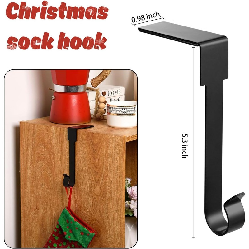 Guojanfon 4 Pack Christmas Stockings Holder Hanger, Metal Hooks for
