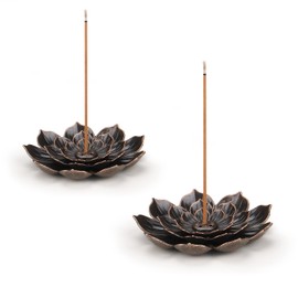 SLKIJDHFB Incense Burner - Lotus Stick Incense Holder 6 Incense Holes with Detachable Ash Catcher 2Pcs