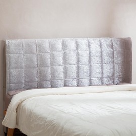 Headboard Cover Bed - Thickened Soft Stretch Slipcover Flannel Fabric, Elastic Bottom Hold & Side Pockets, Dust-Proof Protector for Upholstered Bed (59 * 28inch, Light Gray)