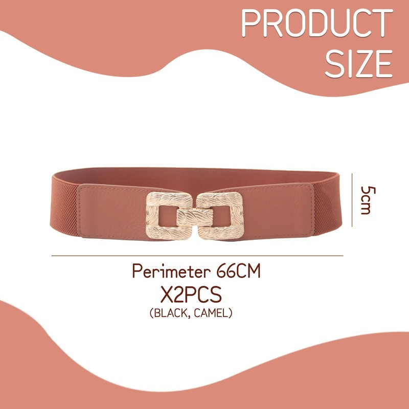 2 Pieces Simple Belts, Wide Belts For Women, Elastic Belts,