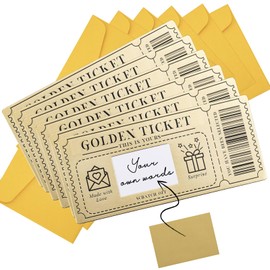 6 Pieces Golden Ticket Scratch-off Cards with Envelopes, Scratch & Reveal Surprise Ticket for Writing Your Own Special for Birthday, Gifts for Girlfriends,Wives,Valentine's Day Cards, Christmas Cards