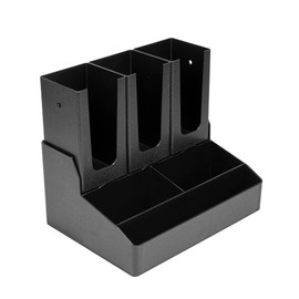 Restaurantware Restpresso Coffee Bar Organizer, 1 Count Durable 6 Compartments, Compact Size, Black Plastic Tabletop Coffee Supplies Organizer For Homes, Office Spaces, Breakrooms, and Lounges