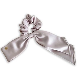 Silk Ribbon Scrunchie, Hair Tie, Hair Ornament, Long Ribbon, Large, Velour, Metal Logo, Elegant, Women's, Graduation Ceremony, School Entrance Ceremony, After Party, Light Purple