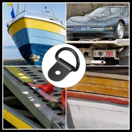 Hihaha 8pcs D Ring Tie Down Anchor 3mm Diameter for Trailer Truck Car Black Item Replacement Durable Material