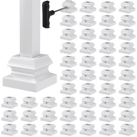 MOLIGOU 50 Pcs Iron Baluster Shoes, Square Staircase Baluster Shoes with Pre-Inserted Screw, Stair Flat Shoe Use for 1/2" Square Spindles (White)