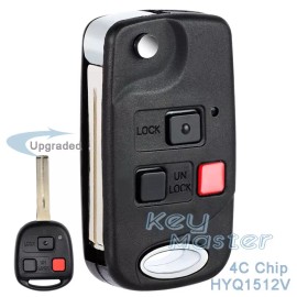 KeyMaster for Lexus LX470 1998-2004 Upgraded Flip Keyless Remote Key Fob HYQ1512V 4C Chip