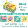 Kids Cartoon Popsicle Molds - 4 Pack, 10-Cavity Food-Grade Silicone