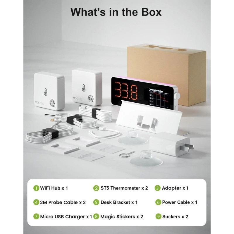 Real-Time Digital Freezer Thermometer with Remote Sensors & 2- Data