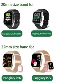 Lamshaw Compatible for Popglory Smart Watch Band, Classic Watch Bands Soft Silicone Bands Bracelet Sports Strap Compatible with Popglory, KALINCO P96, P95, P66, P22 Smart Watch (20mm size band, 3 Pack-2)