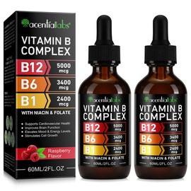Acentiallabs Organic Vitamin B Complex | B Vitamins Complex | Vitamin B12 |Metabolic Support Supplement - B Complex Liquid Drops, Vegan | Non-GMO | Gluten Free - Specification: B Complex Liquid Drops*2