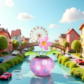 Purple Solar Dancing Solar Powered Dancing Pink Flower in Colorful Shape Flip Flap Animated Bobblehead Dancer Window Sun Catcher Car Dashboard Decor Solar Power Kits, Decorations