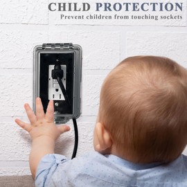 Baby Safety Dual Outlet Cover Box-Key Lock for Much Better Toddler Proofing,Easier Operation, Simple 4 Step Install with Included Screws,Provides Extra Space Inside for Plugs,Adapters(2Pack)
