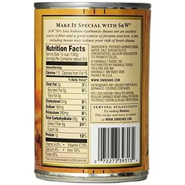 S&W Premium Garbanzo Beans, 50% Less Sodium, 15.5 Oz Can (Pack of 12)