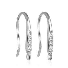 Adabele - 2 pares de ganchos para pendientes de plata de ley 925 con circonita cúbica, elegantes ganchos franceses, conector de 17 mm, diamante creado para hacer pendientes SS33