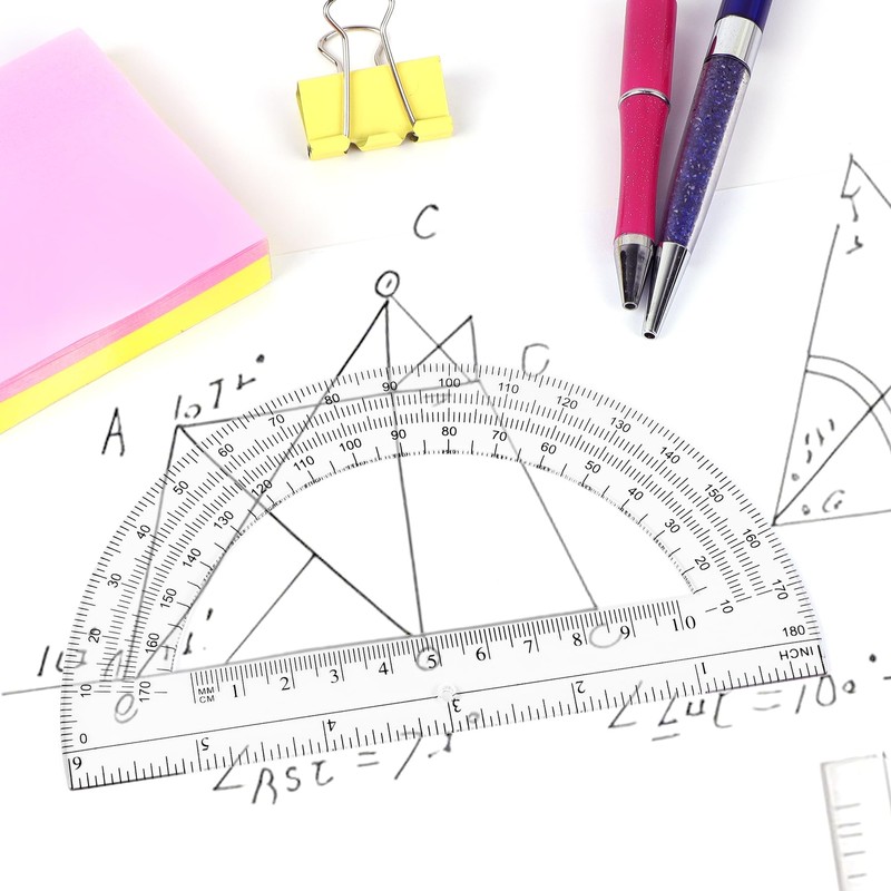 Unjoo Plastic Protractor Math Protractors 180 Degrees for Geometry Classroom