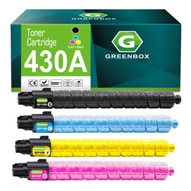 GREENBOX Compatible C430A High-Yield Toner Cartridge Replacement for Ricoh SP C430 C430A 821105 821108 821107 821106 for SP C440DN C430DN C430 C431DN C441DN Printer (1 Black 1 Cyan 1 Magenta 1 Yellow)