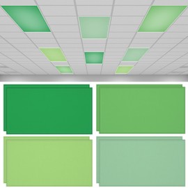 QOUBAI 8 pcs Fluorescent Light Covers, 4 x 2 Feet Magnetic Light Cover Green Fluorescent Lights Shade Panel Green Ceiling Lights Filters for Office Classroom Home Drop Ceiling