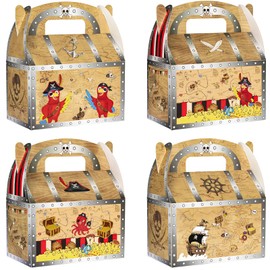 WERNNSAI Pirate Party Treat Boxes - 12 PCS Pirate Treasure Party Favor Boxes Candy Goodie Gift Boxes Paper Bag for Boys Pirate Birthday Party Decoration Supplies Treasure Hunt Game