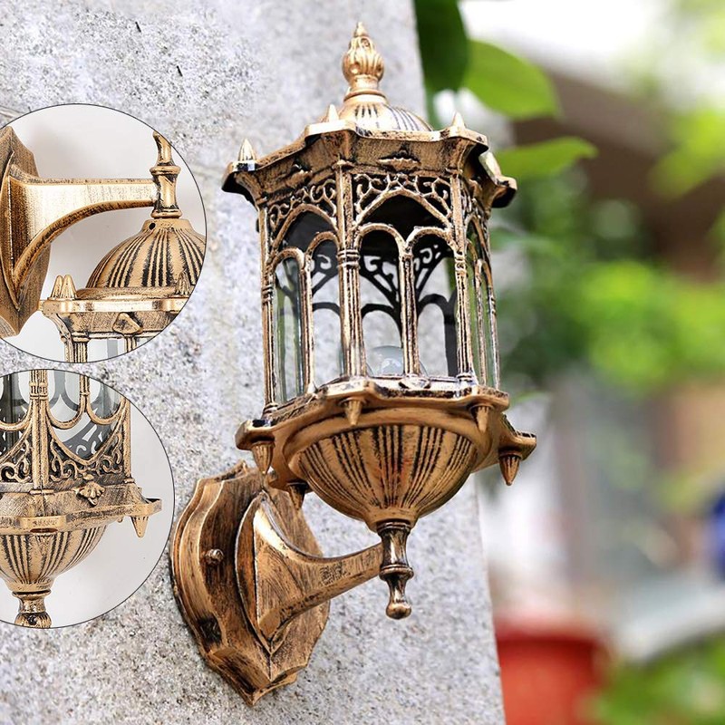 YIYIBYUS Outdoor Wall Lantern, Aluminum Glass Lantern Wall Sconce Light