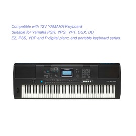 12V 2A AC to DC Power Supply Adapter for Yamaha PSR, YPG, YPT, DGX, DD, EZ and P Digital Piano and Portable Keyboard Series, Replacement PA-130 PA-130B Adapter, 1 Pack