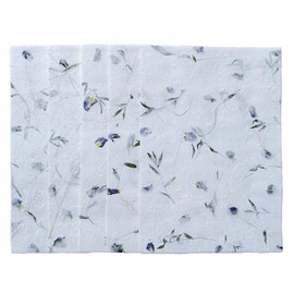 Large Sheets Handmade Thick Natural Flowers Mulberry Paper Sheets 20 x 14 Inches, Painting, Writing Handmade Paper, Decorative Paper, Card Making Paper DIY Craft. (Butterfly Pea Flowers/Grass Leaves)