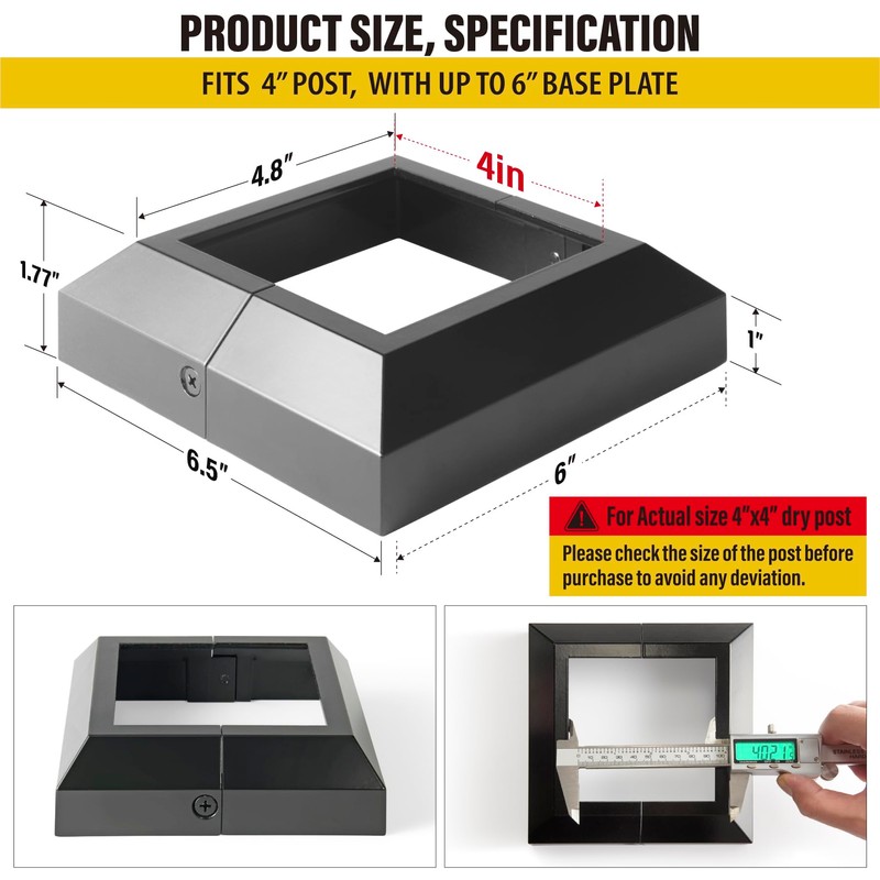 AECXM 4Pack 4"x4" Aluminum Deck Post Base Cover, Split Post
