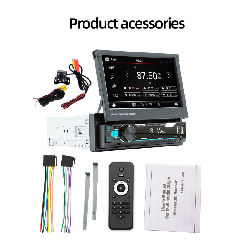 ESSGOO Flip Out Single 1 DIN 7" Car Stereo Touch