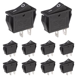 VEXUNGA Toggle Switch 2-Pin On/Off 15A 250VAC 20A 125VAC 2 Pins Rocker Switch Black 2 Position Button Rocker Switch Embedded Built-in Switch (Pack of 10)