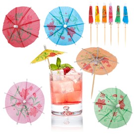 Umbrella Drink Picks 100 PCS 4 Inch Drink Umbrellas Cocktail Picks for Tropical Tiki Hawaiian Luau Party Decorations Cocktail Umbrellas for Drinks Cupcake Toppers Party Supplies Umbrella Toothpicks