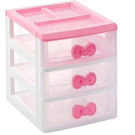 Lovely Girls Multi-layers Desktop Plastic Storage Box Cute Locker Decor Mini Drawer Organizer, Cute Plastic Dresser Kawaii Plastic Drawers for Bathroom, Dorm, Desk, Home, Office (Pink 3 Layers)