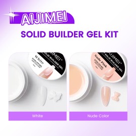 AIJIMEI 0.5oz Solid Nail Builder Gel White Nude Colors Nail Extension Gel with Nail Art Tools Solid Builder Gel for Nails Set for DIY (White&Nude-15ml/0.5oz)