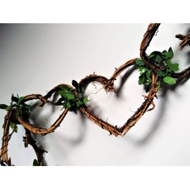 Vine Garland in Hearts and Greenery Choose Length - Rustic Wedding Reception Decoration