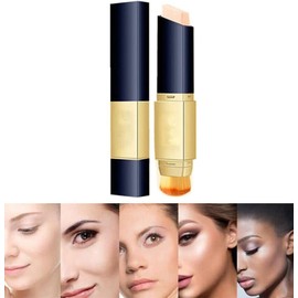 Corrector en barra 2 en 1 que cambia de color con pinceles cosméticos, Corrector en barra completo de larga duración, Corrector no comedogénico y sin aceite