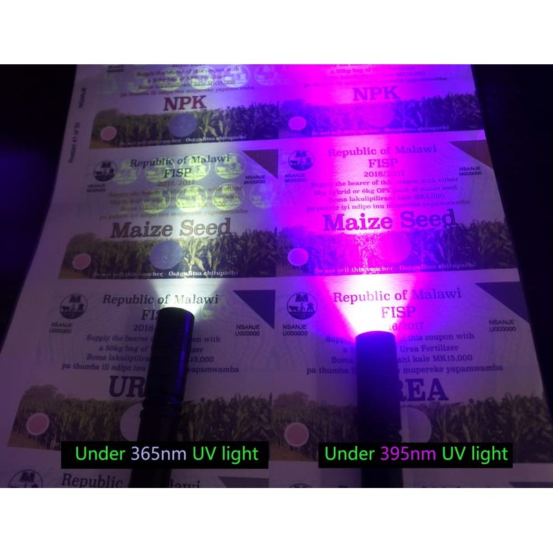 WONDSUNSON 2 x 365nm 395nm Black Light UV Flashlight Mini