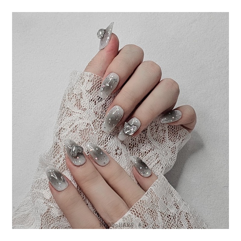 [M;H #] Silver Mood Handmade Nail Tips - Required to
