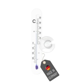 Lantelme Window Thermometer with Suction Cup Temperature Display Analogue -35 °C to 50 °C Aluminium in Silver Metal Thermometer with Suction Head for Outdoor Window Window Window Frame Aluminium