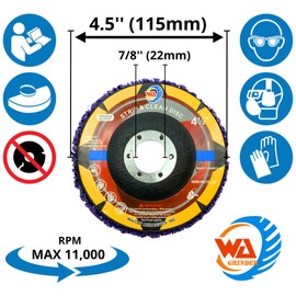 WA 5PCS - 4 1/2" Strip & Clean Discs for Angle Grinder, Purple Easy Strip Disc, Surface Treatment, Rust Paint Glue Removal, Descaling (Coarse), 4 1/2"x7/8", MAX RPM 11,000