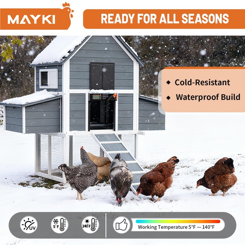 MAYKI Automatic Chicken Coop Door Solar Powered, Accessories Extra-Large with