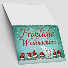 Breitenwerk A4 XXL Santa and Reindeer Christmas Card with Envelope – Elegant Folding Card for Colleagues, Friends and Relatives – “Frohe Weihnachten” Card