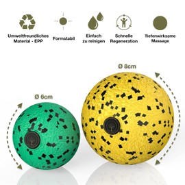 M.S.Lemberg® Fascia Ball Small Set - Massage Ball for Targeted Self-Massage of Fascia, Tension, Trigger Point and Much More - Fascia Ball Massage Ball for Full Body Massage - 2 x Balls 8 cm and 6 cm